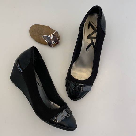 Anne Klein Sport “Tamarow” Black Fabric Wedge 6M - Picture 2 of 8